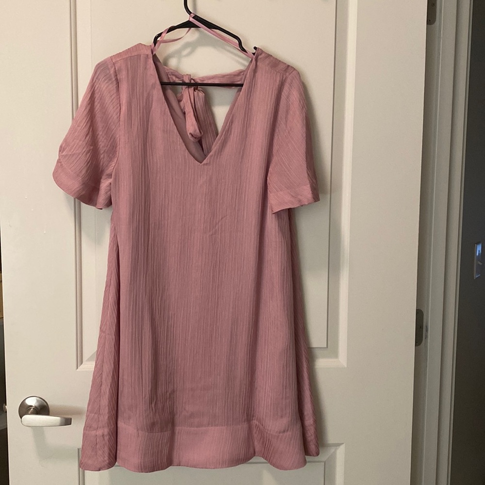 LAVENDER LINED MINI DRESS W/ TIE BACK